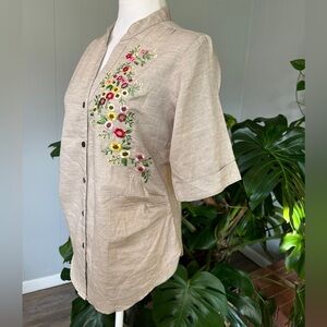#8)  An Thuy high quality fashion embroidered button up shirt Size XXL (US